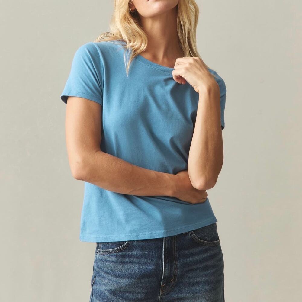 American Giant Women's Classic Cotton Crew Tee Adriatic Blue Size Small NWOT